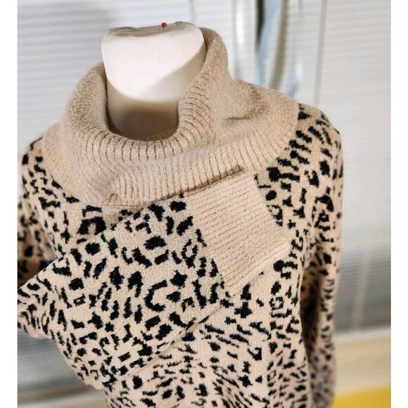 Rachel Zoe $262 XL Leopard Print Cowlneck Super Soft Tunic Sweater - Picture 3 of 8